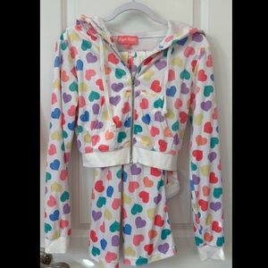 Sugar Thrillz Dolls Kill ‘LOYAL MANEATER’ Velour Tracksuit Multi Color Hearts XL